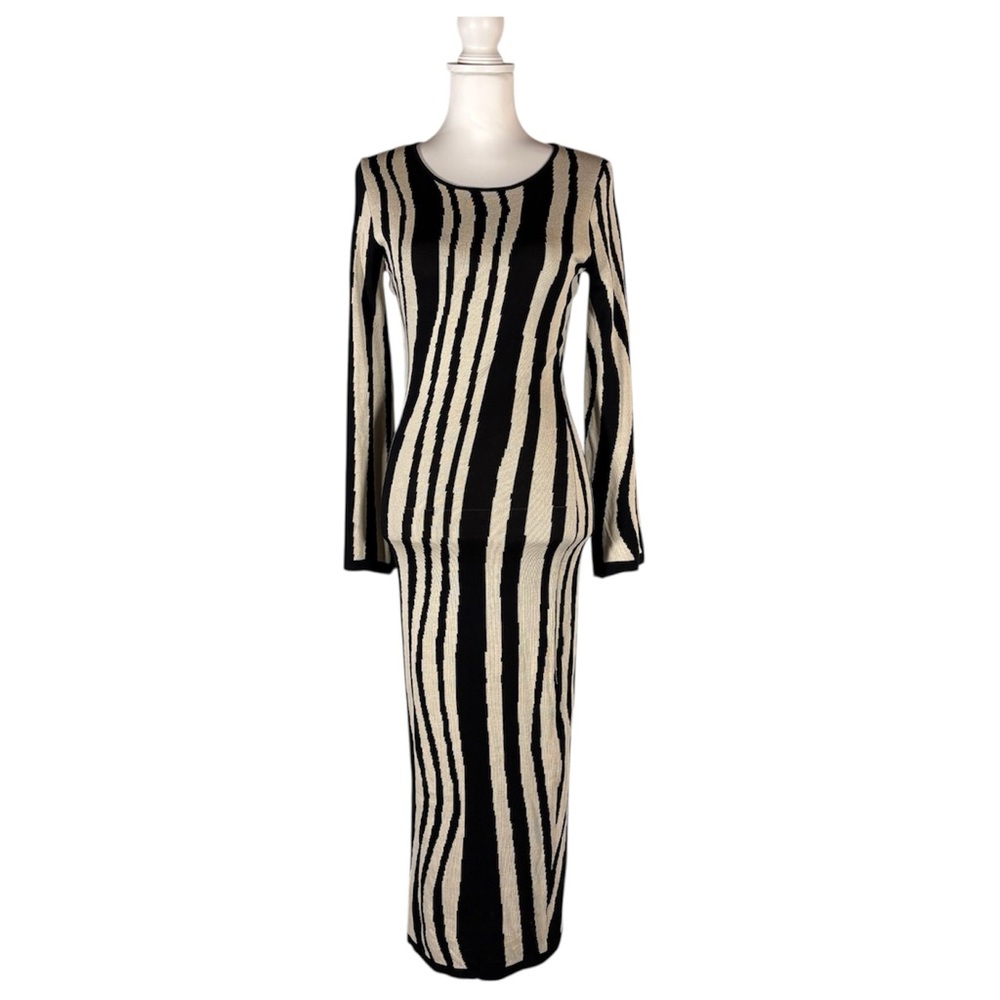 Commense Leisure Zebrataur‎ Dress Women’s XS Long Sleeve Maxi Bold Graphic